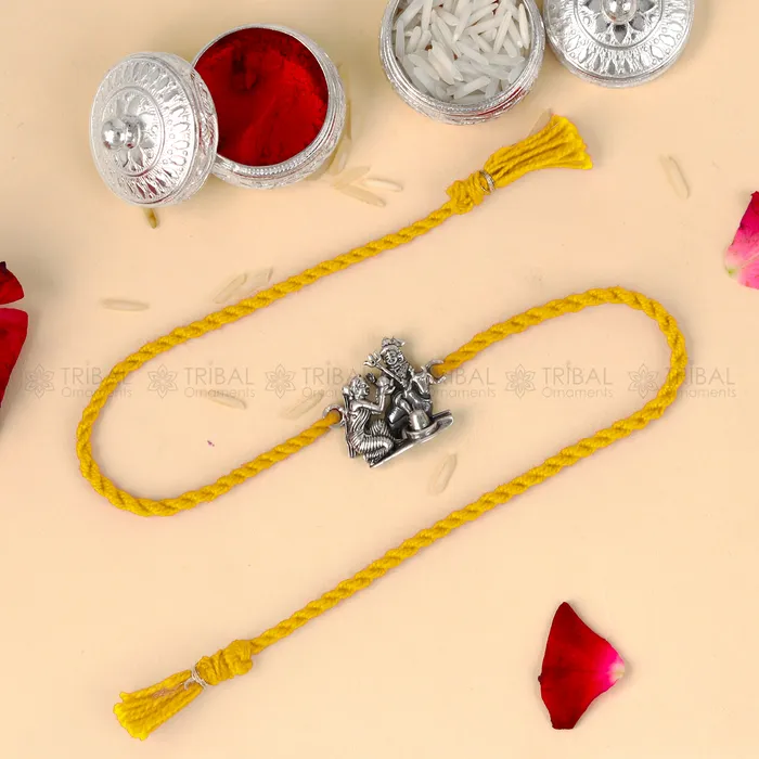 TRIBAL ORNAMENTS Bracelets 925 Sterling silver Lord parwati and nandi maharaj with shiva lingam design pendant Rakhi bracelet Rakshabandhan festival rk371 TRIBAL ORNAMENTS Bracelets 925 Sterling silver Lord parwati and nandi maharaj with shiva lingam design pendant Rakhi bracelet Rakshabandhan festival rk371