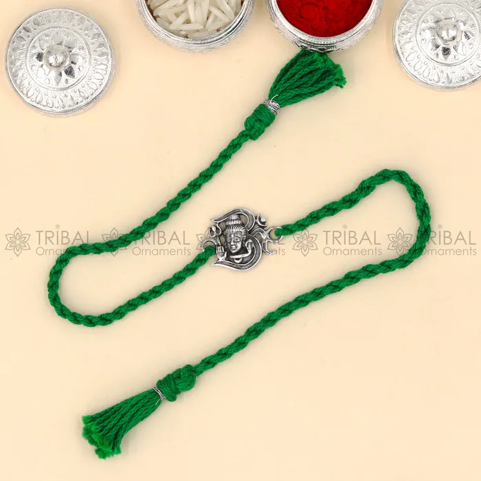 TRIBAL ORNAMENTS Bracelets 925 Sterling silver lord shiva design pendant Rakhi bracelet Rakshabandhan festival rk323 TRIBAL ORNAMENTS Bracelets 925 Sterling silver lord shiva design pendant Rakhi bracelet Rakshabandhan festival rk323