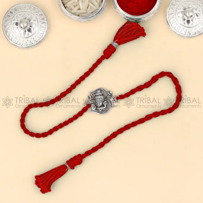 TRIBAL ORNAMENTS Bracelets 925 Sterling silver lord shiva design pendant Rakhi bracelet Rakshabandhan festival rk323 TRIBAL ORNAMENTS Bracelets 925 Sterling silver lord shiva design pendant Rakhi bracelet Rakshabandhan festival rk323