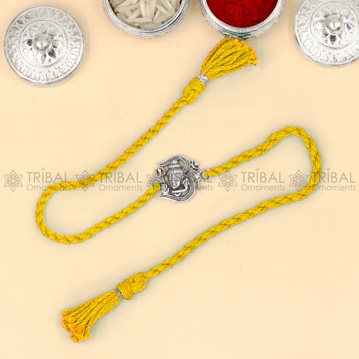 TRIBAL ORNAMENTS Bracelets 925 Sterling silver lord shiva design pendant Rakhi bracelet Rakshabandhan festival rk323 TRIBAL ORNAMENTS Bracelets 925 Sterling silver lord shiva design pendant Rakhi bracelet Rakshabandhan festival rk323