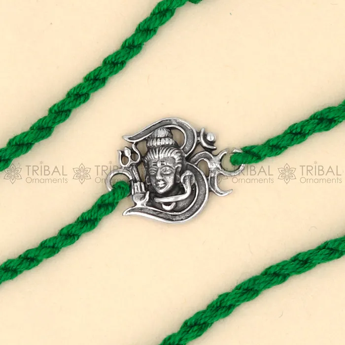 TRIBAL ORNAMENTS Bracelets 925 Sterling silver lord shiva design pendant Rakhi bracelet Rakshabandhan festival rk323 TRIBAL ORNAMENTS Bracelets 925 Sterling silver lord shiva design pendant Rakhi bracelet Rakshabandhan festival rk323