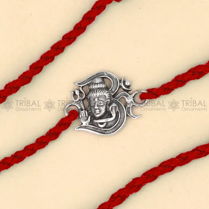 TRIBAL ORNAMENTS Bracelets 925 Sterling silver lord shiva design pendant Rakhi bracelet Rakshabandhan festival rk323 TRIBAL ORNAMENTS Bracelets 925 Sterling silver lord shiva design pendant Rakhi bracelet Rakshabandhan festival rk323