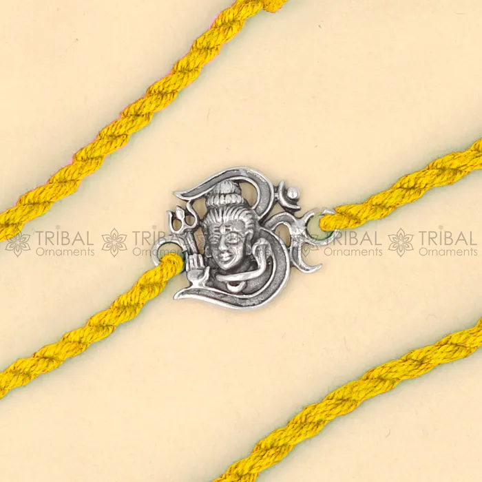 TRIBAL ORNAMENTS Bracelets 925 Sterling silver lord shiva design pendant Rakhi bracelet Rakshabandhan festival rk323 TRIBAL ORNAMENTS Bracelets 925 Sterling silver lord shiva design pendant Rakhi bracelet Rakshabandhan festival rk323