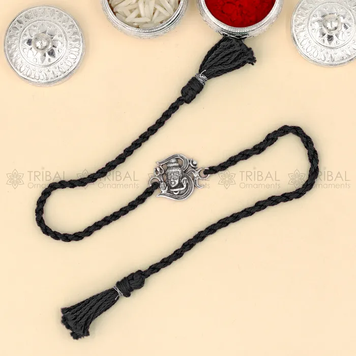 TRIBAL ORNAMENTS Bracelets 925 Sterling silver lord shiva design pendant Rakhi bracelet Rakshabandhan festival rk323 TRIBAL ORNAMENTS Bracelets 925 Sterling silver lord shiva design pendant Rakhi bracelet Rakshabandhan festival rk323