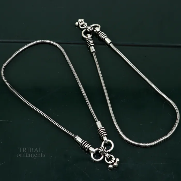 TRIBAL ORNAMENTS Bracelets 925 sterling silver round snake chain ankle bracelet excellent customized trendy stylish anklets bracelet belly dance jewelry nank427 TRIBAL ORNAMENTS Bracelets 925 sterling silver round snake chain ankle bracelet excellent customized trendy stylish anklets bracelet belly dance jewelry nank427