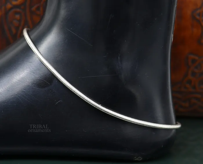 TRIBAL ORNAMENTS Bracelets 925 sterling silver round snake chain ankle bracelet excellent customized trendy stylish anklets bracelet belly dance jewelry nank427