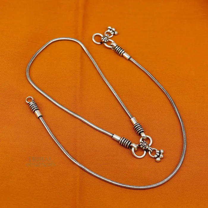 TRIBAL ORNAMENTS Bracelets 925 sterling silver round snake chain ankle bracelet excellent customized trendy stylish anklets bracelet belly dance jewelry nank427