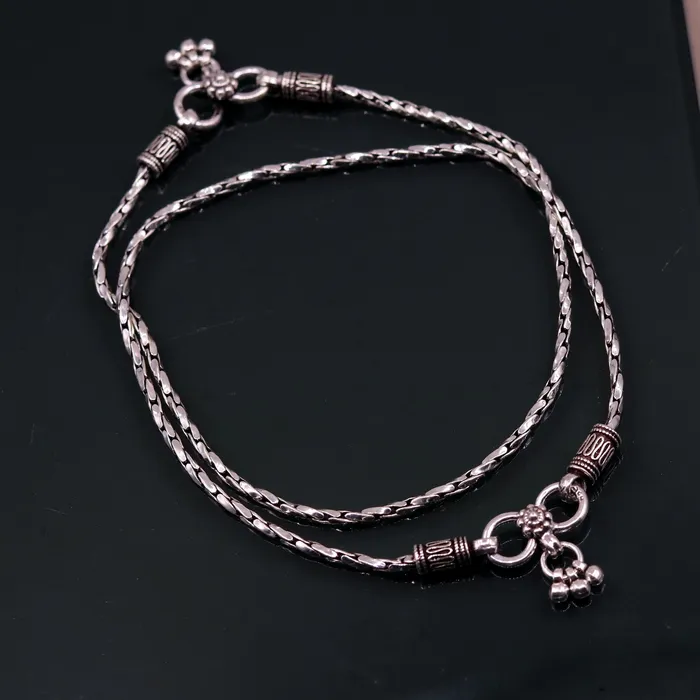 TRIBAL ORNAMENTS Bracelets 925 sterling silver solid handmade chain anklets customized feet bracelet light weight belly dance tribal jewelry gifting to her ank141 TRIBAL ORNAMENTS Bracelets 925 sterling silver solid handmade chain anklets customized feet bracelet light weight belly dance tribal jewelry gifting to her ank141