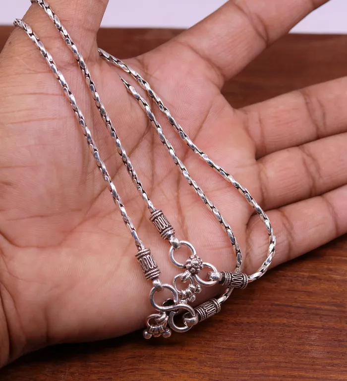 TRIBAL ORNAMENTS Bracelets 925 sterling silver solid handmade chain anklets customized feet bracelet light weight belly dance tribal jewelry gifting to her ank141