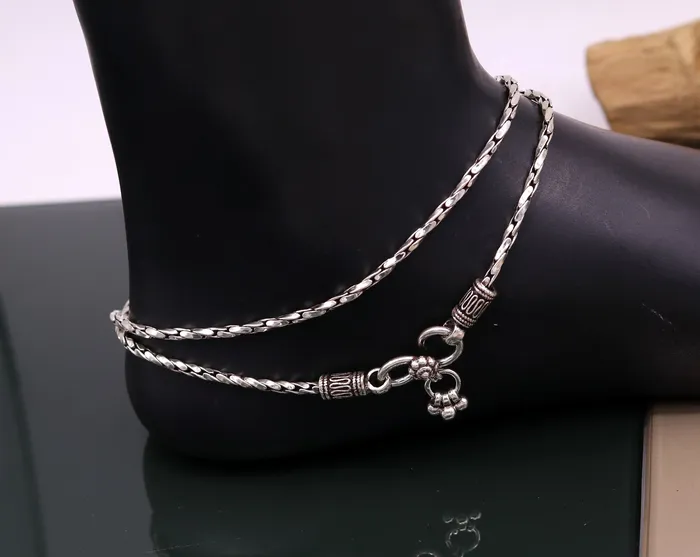 TRIBAL ORNAMENTS Bracelets 925 sterling silver solid handmade chain anklets customized feet bracelet light weight belly dance tribal jewelry gifting to her ank141