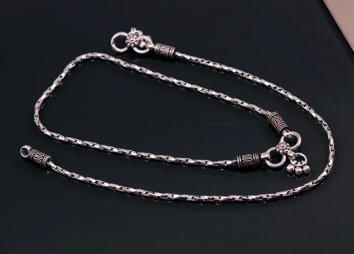 TRIBAL ORNAMENTS Bracelets 925 sterling silver solid handmade chain anklets customized feet bracelet light weight belly dance tribal jewelry gifting to her ank141