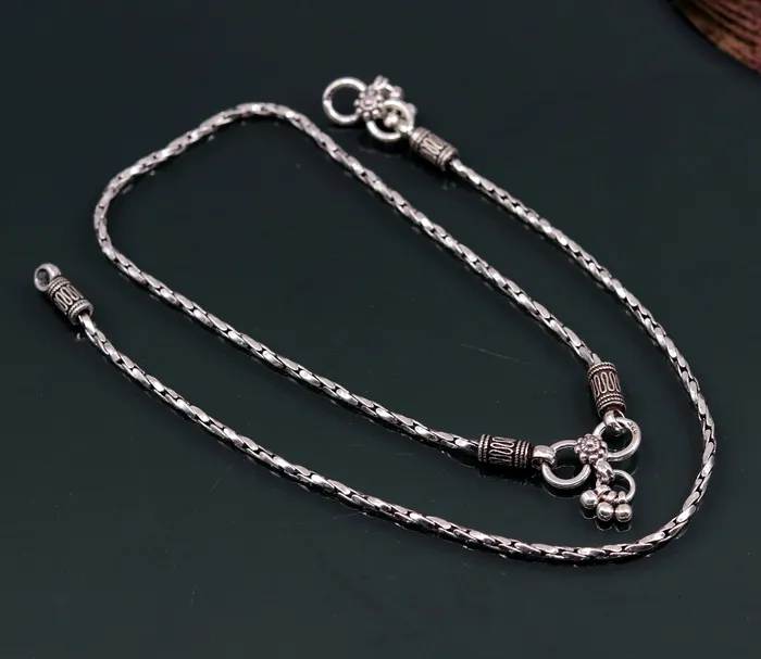 TRIBAL ORNAMENTS Bracelets 925 sterling silver solid handmade chain anklets customized feet bracelet light weight belly dance tribal jewelry gifting to her ank141