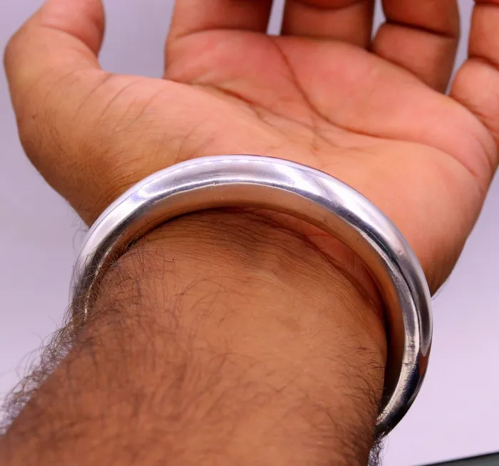 TRIBAL ORNAMENTS Bracelets 925 sterling silver vintage plain design handmade open face adjustable bangle bracelet kada cuff bracelet for unisex gifting india nsk228