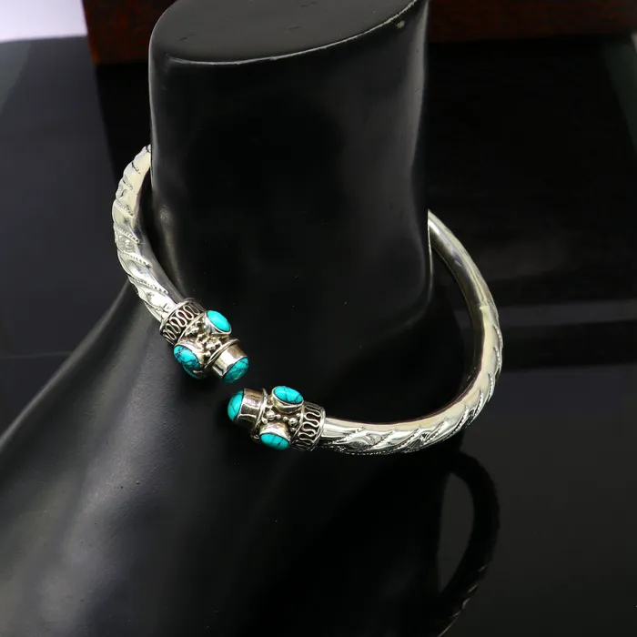 TRIBAL ORNAMENTS Bracelets Stylish customized design Ankle kada ankle bangle bracelet with gorgeous turquoise stone amazing brides made wedding gifting anklets sak15