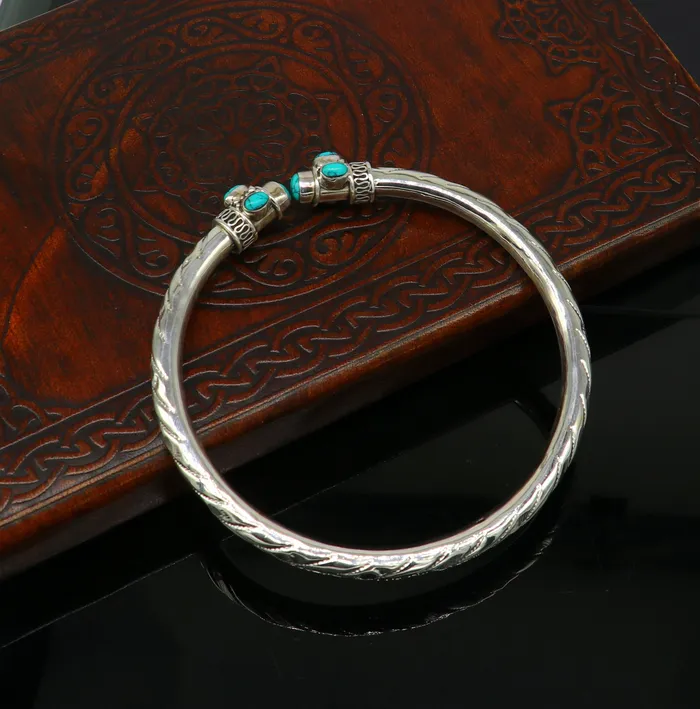 TRIBAL ORNAMENTS Bracelets Stylish customized design Ankle kada ankle bangle bracelet with gorgeous turquoise stone amazing brides made wedding gifting anklets sak15