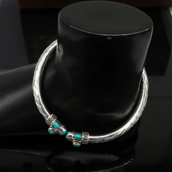 TRIBAL ORNAMENTS Bracelets Stylish customized design Ankle kada ankle bangle bracelet with gorgeous turquoise stone amazing brides made wedding gifting anklets sak15
