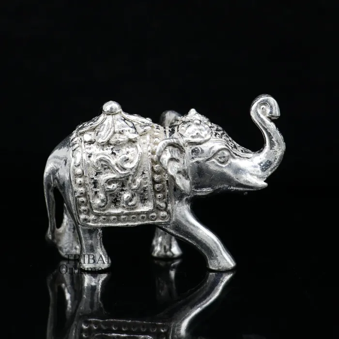 TRIBAL ORNAMENTS Divine 925 sterling silver handmade work small elephant for home temple for wealth and prosperity art501 Necklaces
