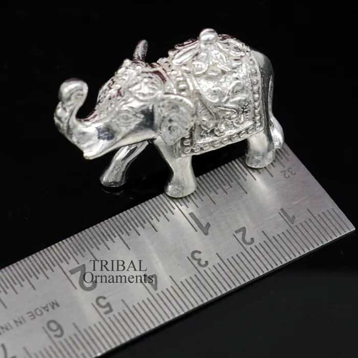 TRIBAL ORNAMENTS Divine 925 sterling silver handmade work small elephant for home temple for wealth and prosperity art501 Necklaces