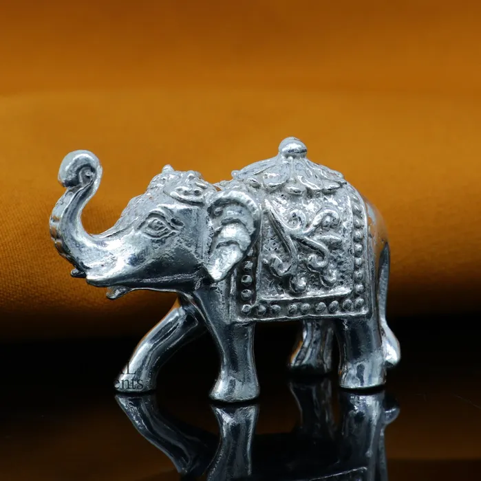 TRIBAL ORNAMENTS Divine 925 sterling silver handmade work small elephant for home temple for wealth and prosperity art501 Necklaces