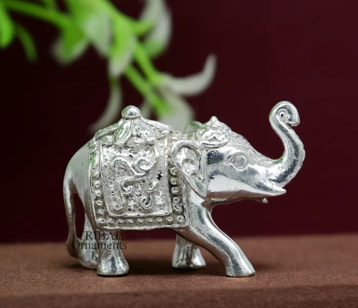 TRIBAL ORNAMENTS Divine 925 sterling silver handmade work small elephant for home temple for wealth and prosperity art501 Necklaces
