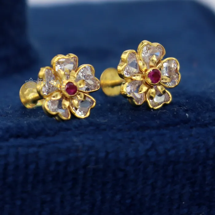 TRIBAL ORNAMENTS Earrings 14kt yellow gold handmade fabulous orange Stone excellent vintage flower design stud earrings pair unisex jewelry er178 TRIBAL ORNAMENTS Earrings 14kt yellow gold handmade fabulous orange Stone excellent vintage flower design stud earrings pair unisex jewelry er178
