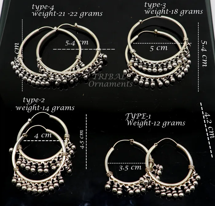TRIBAL ORNAMENTS Earrings 925 sterling silver handmade hoop earring fabulous Bali pair hanging bells hook hoop gifting gorgeous tribal customized jewelry s1138 TRIBAL ORNAMENTS Earrings 925 sterling silver handmade hoop earring fabulous Bali pair hanging bells hook hoop gifting gorgeous tribal customized jewelry s1138