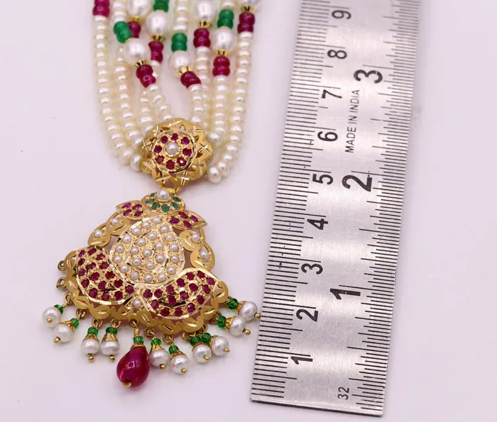 TRIBAL ORNAMENTS Handmade certified 22kt yellow gold Punjabi muslim rajputi style excellent belly dance wedding party wear with hanging color beads jewelry Rings