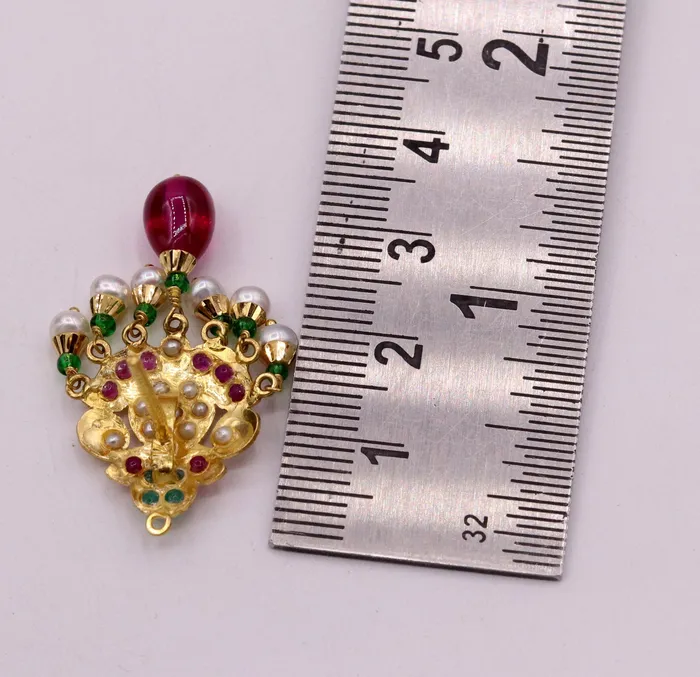 TRIBAL ORNAMENTS Handmade certified 22kt yellow gold Punjabi muslim rajputi style excellent belly dance wedding party wear with hanging color beads jewelry Rings