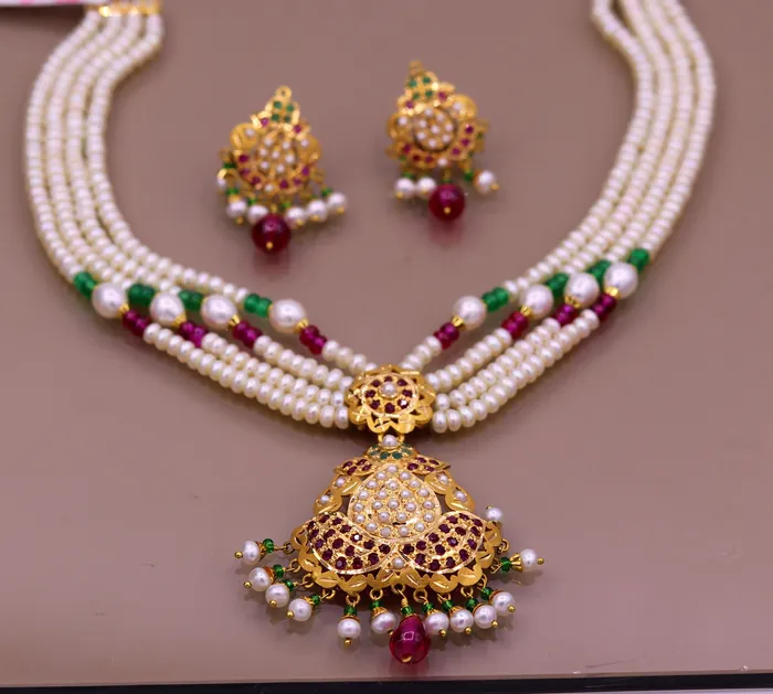 TRIBAL ORNAMENTS Handmade certified 22kt yellow gold Punjabi muslim rajputi style excellent belly dance wedding party wear with hanging color beads jewelry Rings