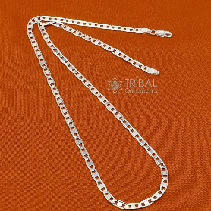 TRIBAL ORNAMENTS Necklaces 20 4MM 925 sterling silver handmade solid fancy stylish silver chain necklace Nawabi chain best gifting jewelry from India ch242 TRIBAL ORNAMENTS Necklaces 20 4MM 925 sterling silver handmade solid fancy stylish silver chain necklace Nawabi chain best gifting jewelry from India ch242