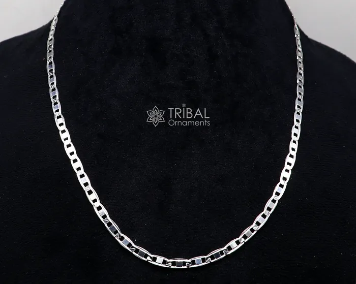 TRIBAL ORNAMENTS Necklaces 20 4MM 925 sterling silver handmade solid fancy stylish silver chain necklace Nawabi chain best gifting jewelry from India ch242 TRIBAL ORNAMENTS Necklaces 20 4MM 925 sterling silver handmade solid fancy stylish silver chain necklace Nawabi chain best gifting jewelry from India ch242