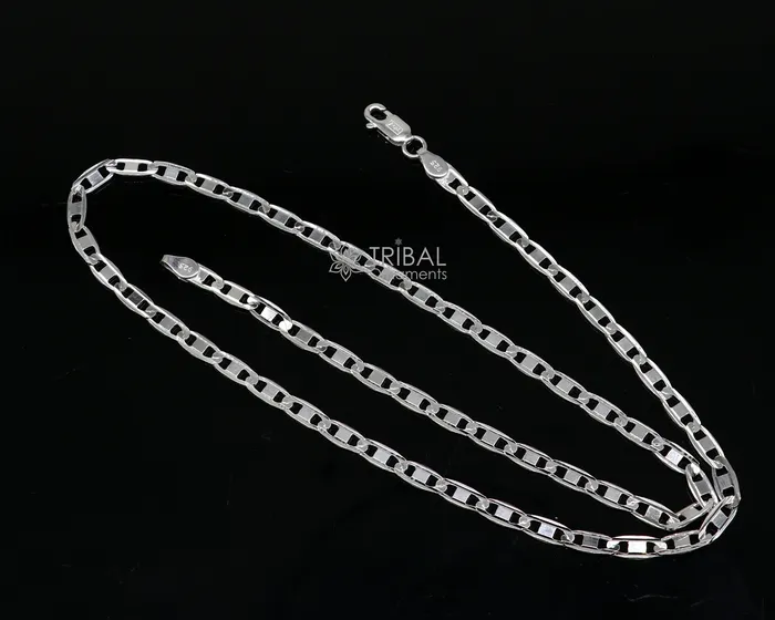 TRIBAL ORNAMENTS Necklaces 20 4MM 925 sterling silver handmade solid fancy stylish silver chain necklace Nawabi chain best gifting jewelry from India ch242 TRIBAL ORNAMENTS Necklaces 20 4MM 925 sterling silver handmade solid fancy stylish silver chain necklace Nawabi chain best gifting jewelry from India ch242