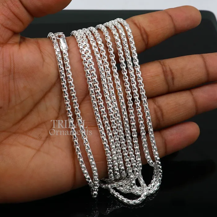 TRIBAL ORNAMENTS Necklaces 3mm 925 sterling silver handmade amazing stylish delicate solid Rolo high quality chains necklace best gifting unisex necklace chain ch223 TRIBAL ORNAMENTS Necklaces 3mm 925 sterling silver handmade amazing stylish delicate solid Rolo high quality chains necklace best gifting unisex necklace chain ch223