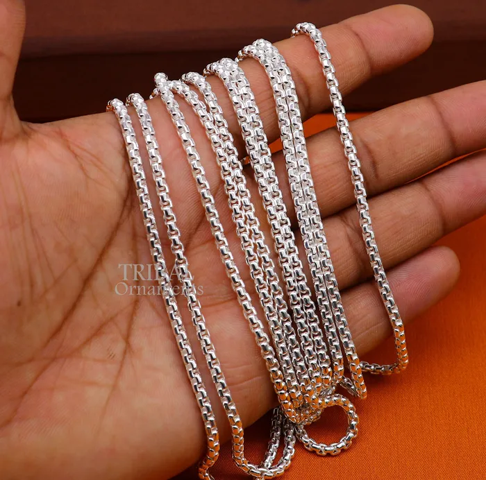TRIBAL ORNAMENTS Necklaces 3mm 925 sterling silver handmade amazing stylish delicate solid Rolo high quality chains necklace best gifting unisex necklace chain ch223 TRIBAL ORNAMENTS Necklaces 3mm 925 sterling silver handmade amazing stylish delicate solid Rolo high quality chains necklace best gifting unisex necklace chain ch223