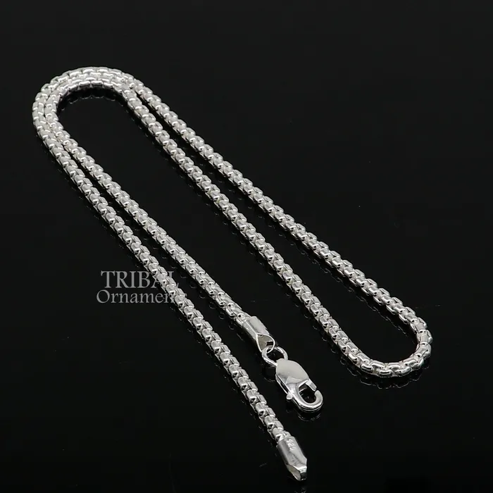 TRIBAL ORNAMENTS Necklaces 3mm 925 sterling silver handmade amazing stylish delicate solid Rolo high quality chains necklace best gifting unisex necklace chain ch223 TRIBAL ORNAMENTS Necklaces 3mm 925 sterling silver handmade amazing stylish delicate solid Rolo high quality chains necklace best gifting unisex necklace chain ch223