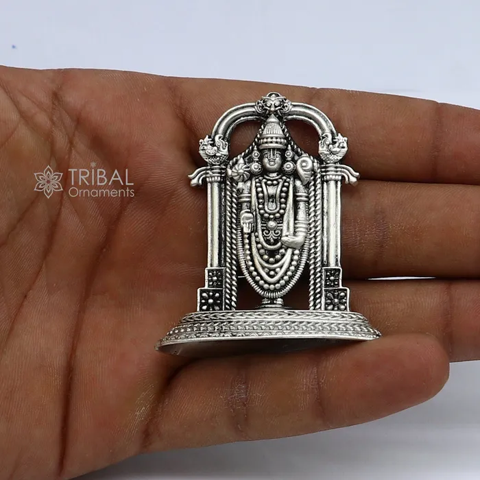 TRIBAL ORNAMENTS Necklaces 51cm 925 sterling silver stylish divine Venkateswara idol tirupati balaji statue sculpture figurine amazing crafted statue gift art733