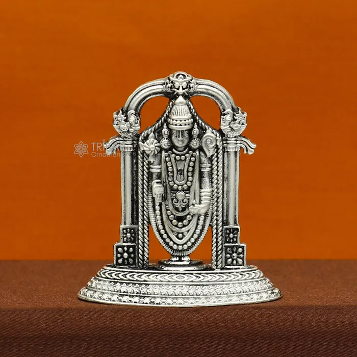TRIBAL ORNAMENTS Necklaces 51cm 925 sterling silver stylish divine Venkateswara idol tirupati balaji statue sculpture figurine amazing crafted statue gift art733