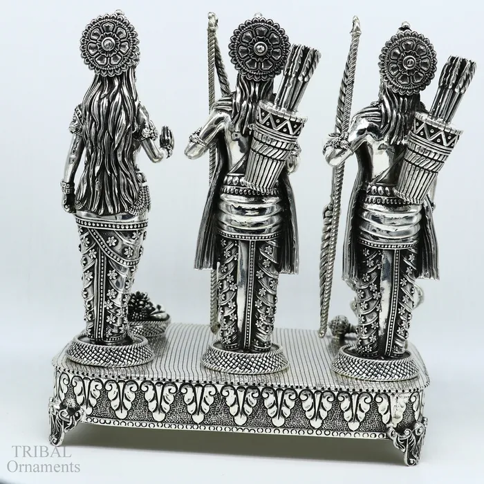 TRIBAL ORNAMENTS Necklaces 75 925 Sterling silver Silver God Shri Ram Darbar Lord Shri Rama family Laxman and Seeta handcrafted statue sculpture gifti su652