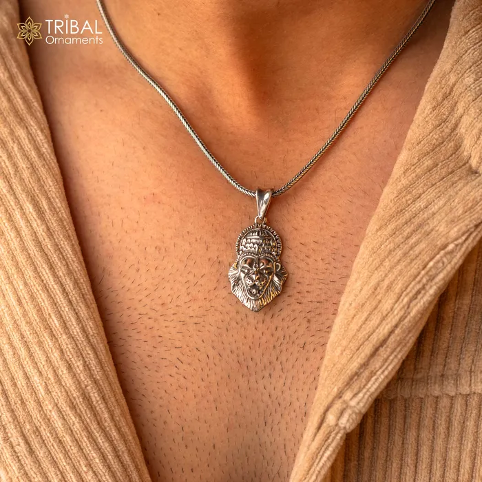 TRIBAL ORNAMENTS Necklaces 925 fine pure silver idol God Vishnu Narsimha pendant stylish customized pendant best gifting locket oxidized pendant necklace nsp425 TRIBAL ORNAMENTS Necklaces 925 fine pure silver idol God Vishnu Narsimha pendant stylish customized pendant best gifting locket oxidized pendant necklace nsp425