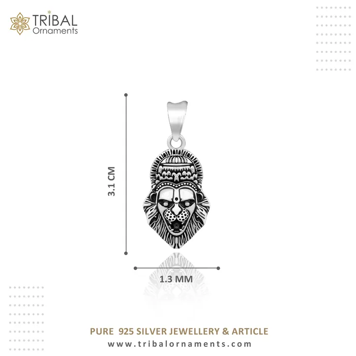 TRIBAL ORNAMENTS Necklaces 925 fine pure silver idol God Vishnu Narsimha pendant stylish customized pendant best gifting locket oxidized pendant necklace nsp425
