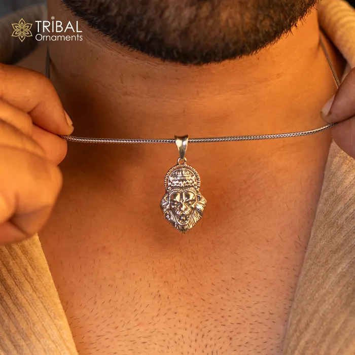 TRIBAL ORNAMENTS Necklaces 925 fine pure silver idol God Vishnu Narsimha pendant stylish customized pendant best gifting locket oxidized pendant necklace nsp425