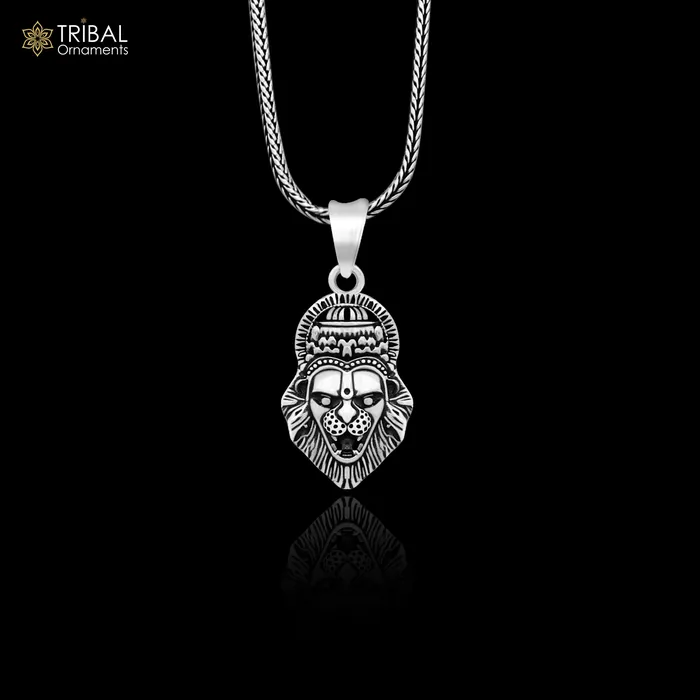 TRIBAL ORNAMENTS Necklaces 925 fine pure silver idol God Vishnu Narsimha pendant stylish customized pendant best gifting locket oxidized pendant necklace nsp425