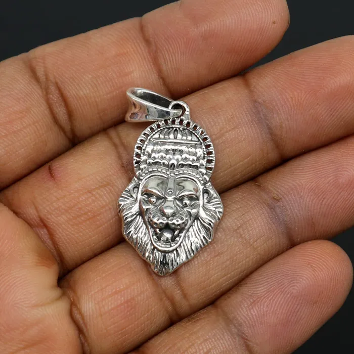 TRIBAL ORNAMENTS Necklaces 925 fine pure silver idol God Vishnu Narsimha pendant stylish customized pendant best gifting locket oxidized pendant necklace nsp425