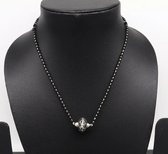 TRIBAL ORNAMENTS Necklaces 925 sterling silver black beaded chain necklace with gorgeous flower ball pendant best gifting elegant necklace tribal necklace set220 TRIBAL ORNAMENTS Necklaces 925 sterling silver black beaded chain necklace with gorgeous flower ball pendant best gifting elegant necklace tribal necklace set220