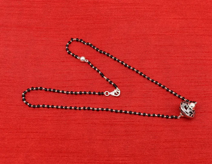 TRIBAL ORNAMENTS Necklaces 925 sterling silver black beaded chain necklace with gorgeous flower ball pendant best gifting elegant necklace tribal necklace set220