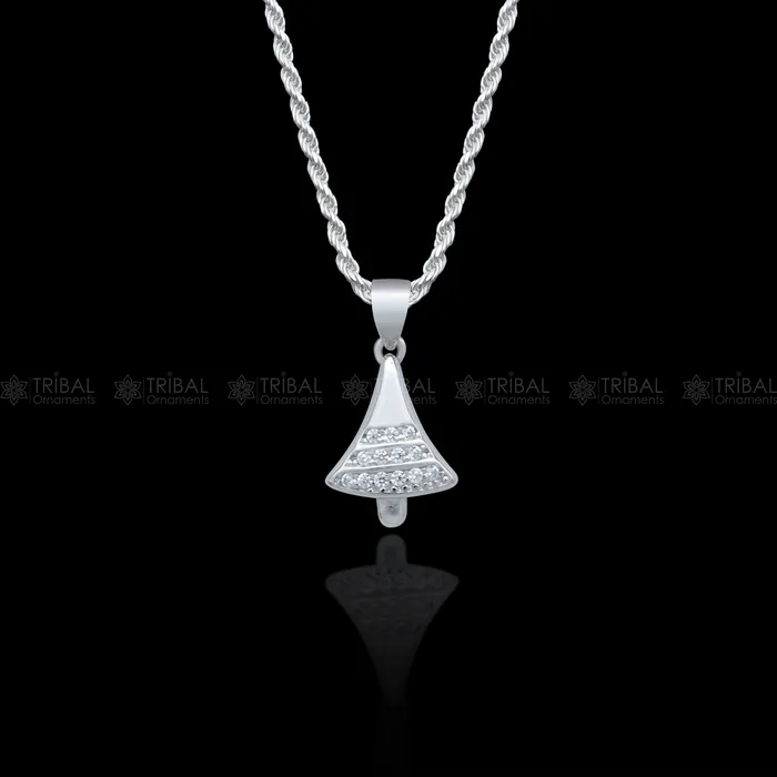 TRIBAL ORNAMENTS Necklaces 925 Sterling silver christmas diamond cubic zirconia stone pendant nsp983
