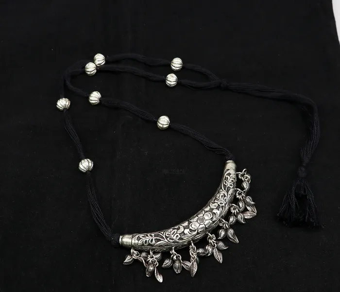 TRIBAL ORNAMENTS Necklaces 925 sterling silver customized modern trendy chitaikandrai work charm necklace choker tribal delicate jewelry set624