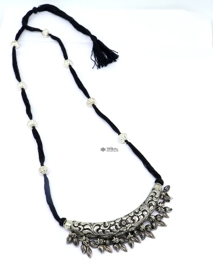 TRIBAL ORNAMENTS Necklaces 925 sterling silver customized modern trendy chitaikandrai work charm necklace choker tribal delicate jewelry set624