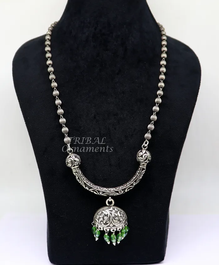 TRIBAL ORNAMENTS Necklaces 925 sterling silver handmade 55mm beaded long necklace with unique design traditional cultural trendy functional necklace jewelry set546 TRIBAL ORNAMENTS Necklaces 925 sterling silver handmade 55mm beaded long necklace with unique design traditional cultural trendy functional necklace jewelry set546