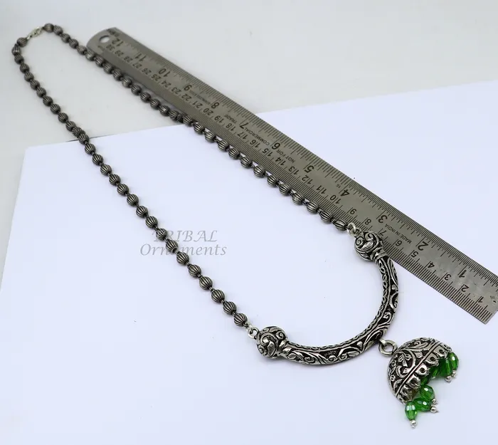 TRIBAL ORNAMENTS Necklaces 925 sterling silver handmade 55mm beaded long necklace with unique design traditional cultural trendy functional necklace jewelry set546 TRIBAL ORNAMENTS Necklaces 925 sterling silver handmade 55mm beaded long necklace with unique design traditional cultural trendy functional necklace jewelry set546
